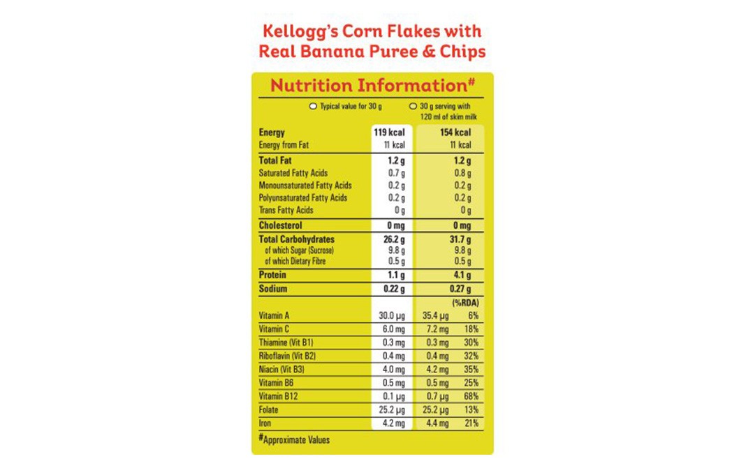 Kellogg's Corn Flakes Real Banana Puree & Chips   Box  300 grams